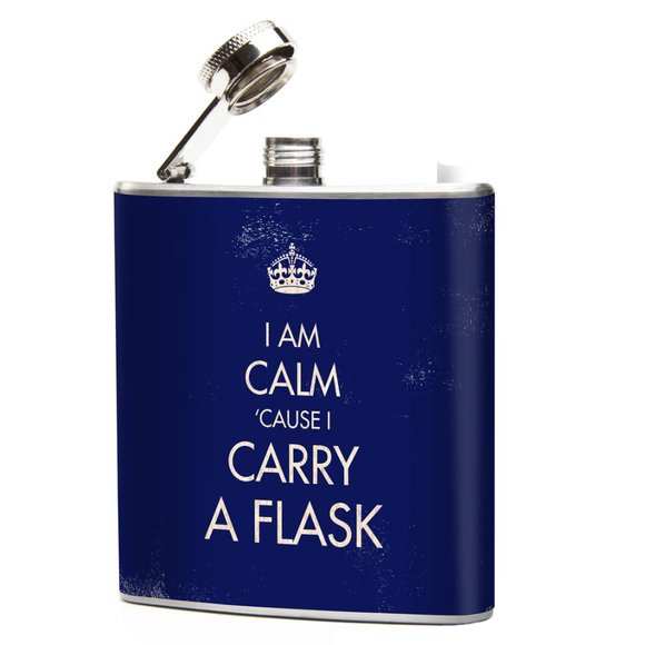 Hip Flask I Am Calm Cause I Carry A Flask Designer Oso + Bean 6 Oz New Fun Gift - Picture 1 of 2